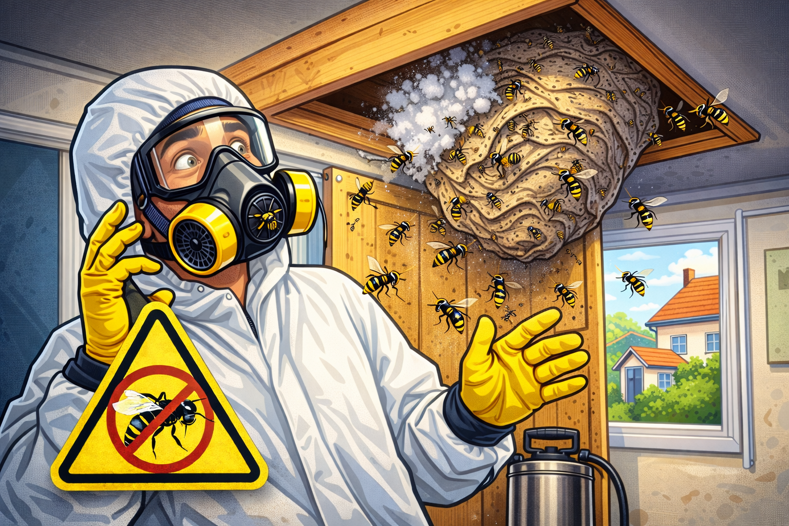 Darázsirtás a kertben